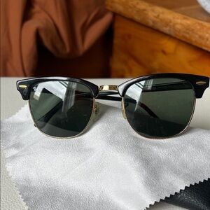 Ray-Ban Clubmaster Style Black & Gold Sunglasses with